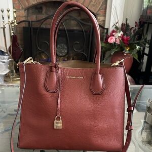 Michael Kors Burgundy/Brown Leather Satchel